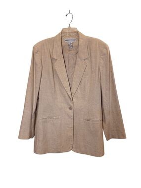 Adolfo Women’s Linen Cotton Single-Button Blazer sz 16